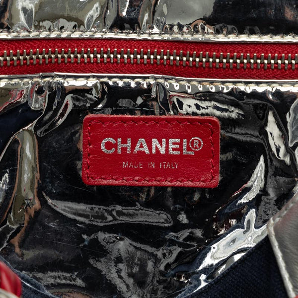 シャネル No.5 チェーン トートバッグ ネイビー マルチカラー キャンバス レザー レディース CHANEL 【中古】