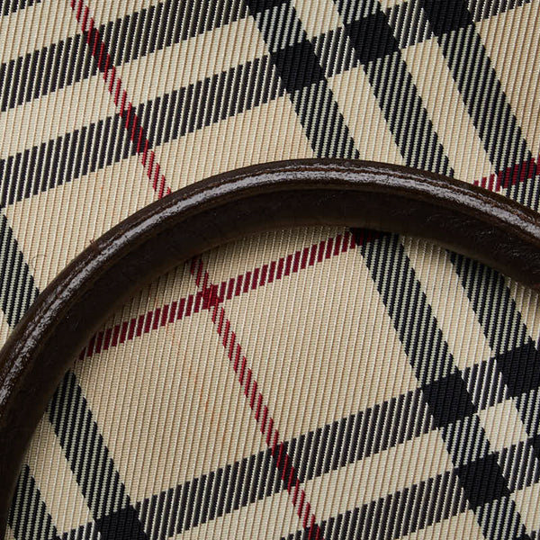 バーバリー ノバチェック ハンドバッグ ビジネスバッグ ブリーフケース ベージュ ブラウン キャンバス レザー レディース BURBERRY 【中古】