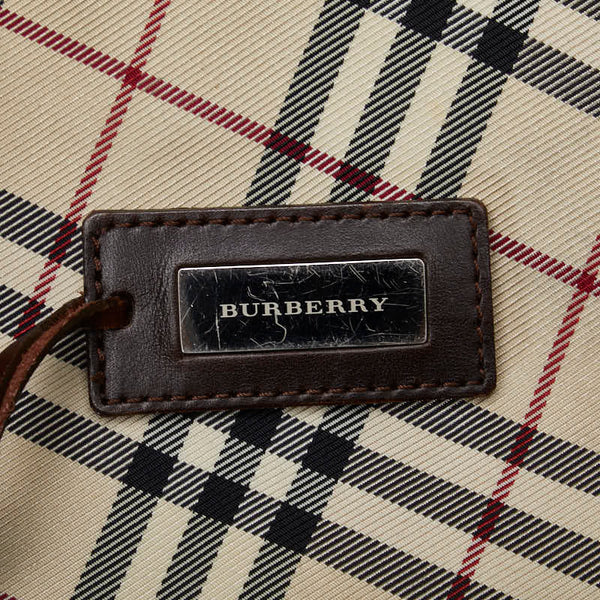 バーバリー ノバチェック ハンドバッグ ビジネスバッグ ブリーフケース ベージュ ブラウン キャンバス レザー レディース BURBERRY 【中古】