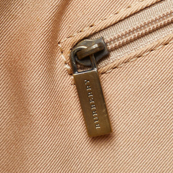 バーバリー チェック ハンドバッグ トートバッグ ブラック ベージュ キャンバス レザー レディース BURBERRY 【中古】