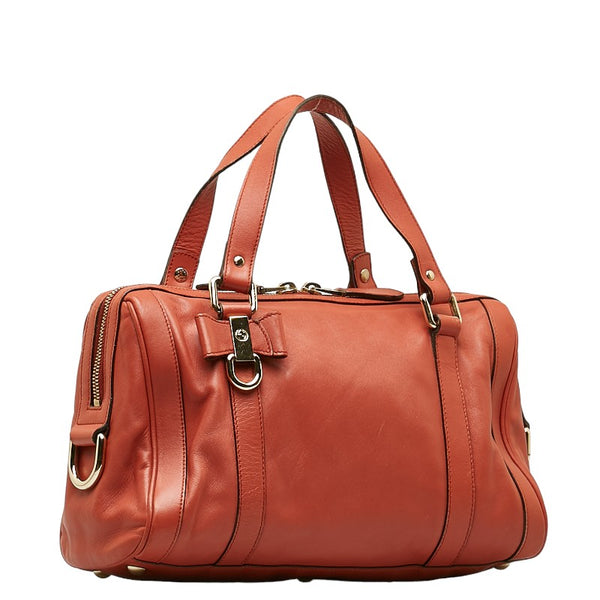 グッチ リボンモチーフ ミニボストンバッグ ハンドバッグ ショルダーバッグ 2WAY 336665 ピンク レザー レディース GUCCI 【中古】