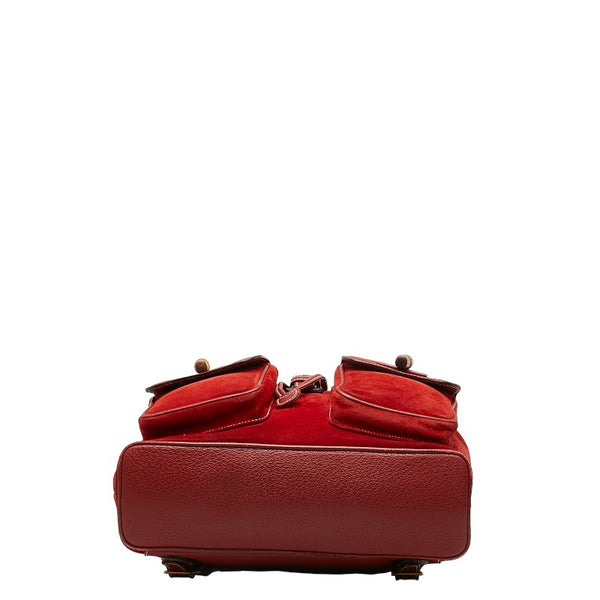 グッチ バンブー リュック バックパック 003 58 0016 レッド スウェード レザー レディース GUCCI 【中古】