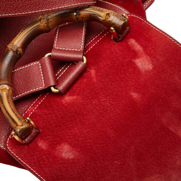 グッチ バンブー リュック バックパック 003 58 0016 レッド スウェード レザー レディース GUCCI 【中古】