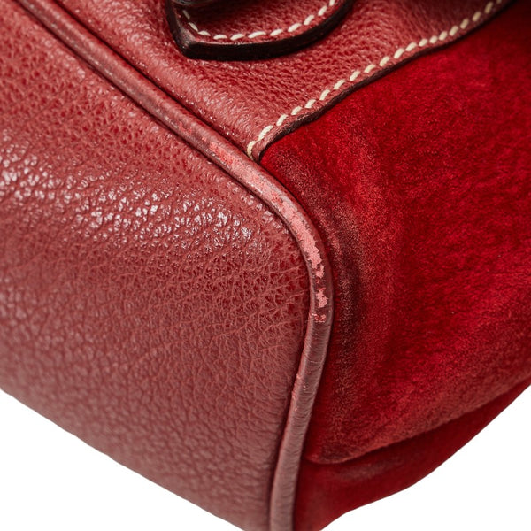 グッチ バンブー リュック バックパック 003 58 0016 レッド スウェード レザー レディース GUCCI 【中古】