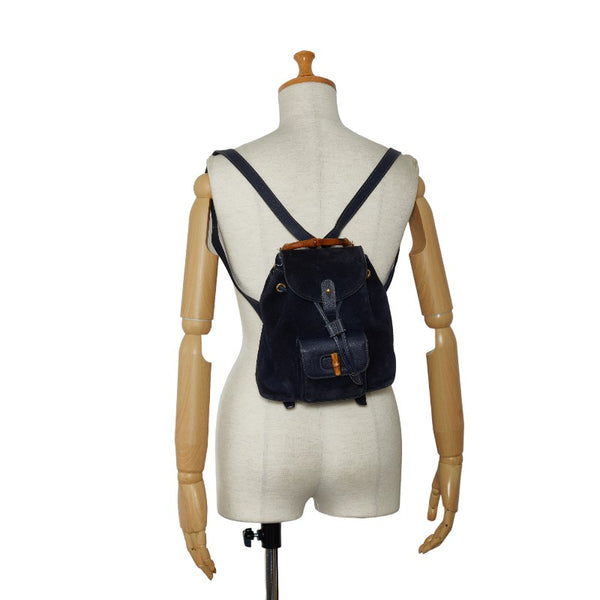 グッチ バンブー リュック バックパック 003 2852 ネイビー スウェード レザー レディース GUCCI 【中古】