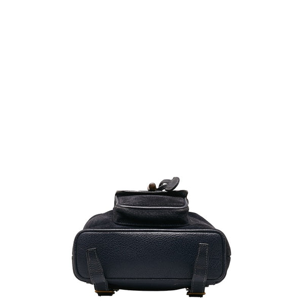 グッチ バンブー リュック バックパック 003 2852 ネイビー スウェード レザー レディース GUCCI 【中古】