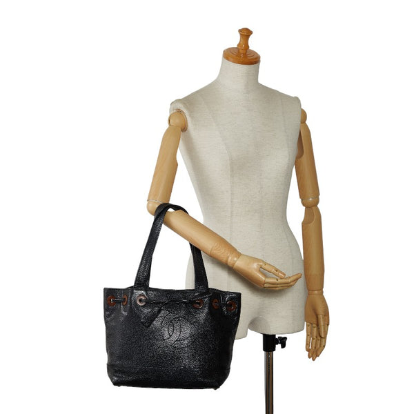 シャネル デカココマーク ハンドバッグ トートバッグ ブラック キャビアスキン レディース CHANEL 【中古】