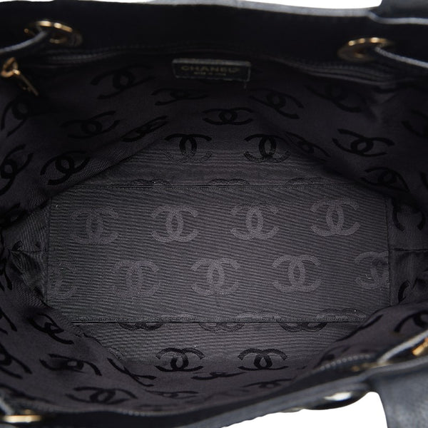 シャネル デカココマーク ハンドバッグ トートバッグ ブラック キャビアスキン レディース CHANEL 【中古】