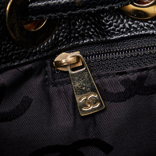 シャネル デカココマーク ハンドバッグ トートバッグ ブラック キャビアスキン レディース CHANEL 【中古】