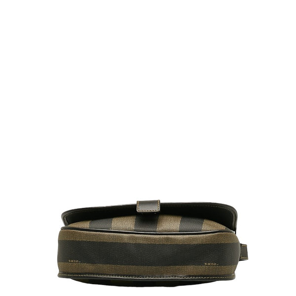 フェンディ ペカン 斜め掛け ショルダーバッグ ブラック グレー PVC レザー レディース FENDI 【中古】