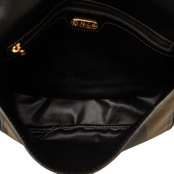フェンディ ペカン 斜め掛け ショルダーバッグ ブラック グレー PVC レザー レディース FENDI 【中古】
