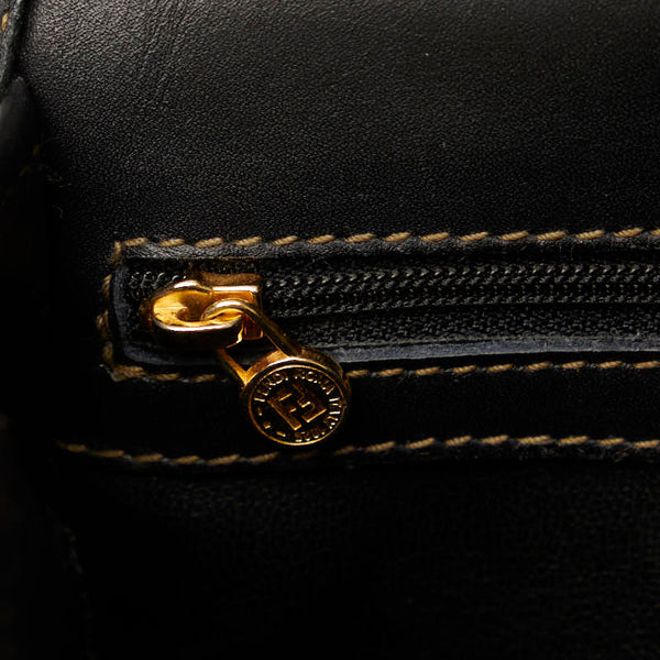 フェンディ ペカン 斜め掛け ショルダーバッグ ブラック グレー PVC レザー レディース FENDI 【中古】
