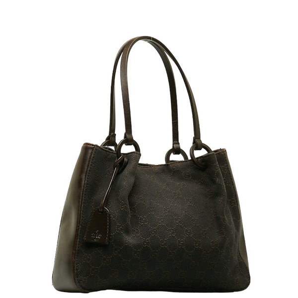 グッチ GGキャンバス ハンドバッグ トートバッグ 101919 ブラウン キャンバス レザー レディース GUCCI 【中古】
