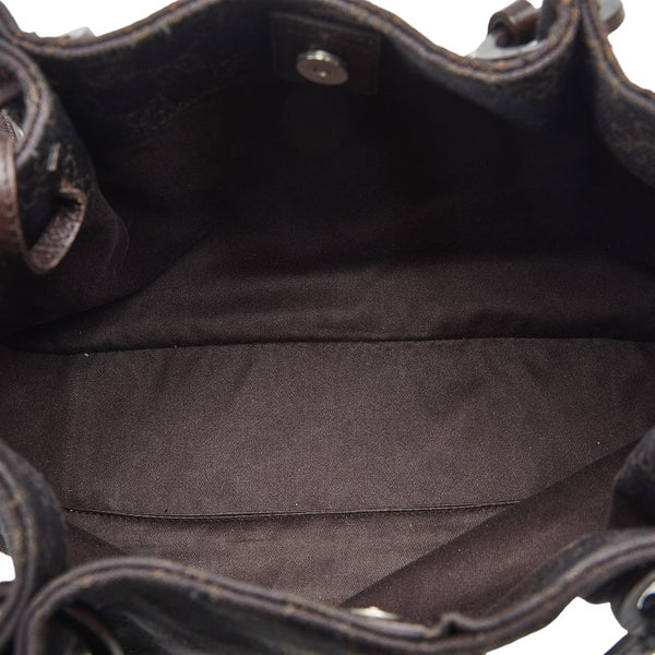 グッチ GGキャンバス ハンドバッグ トートバッグ 101919 ブラウン キャンバス レザー レディース GUCCI 【中古】