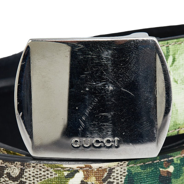 グッチ GGブルームス フラワー ベルト 546375 ベージュ グリーン PVC レザー レディース GUCCI 【中古】