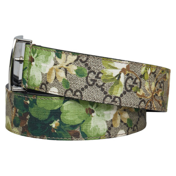 グッチ GGブルームス フラワー ベルト 546375 ベージュ グリーン PVC レザー レディース GUCCI 【中古】