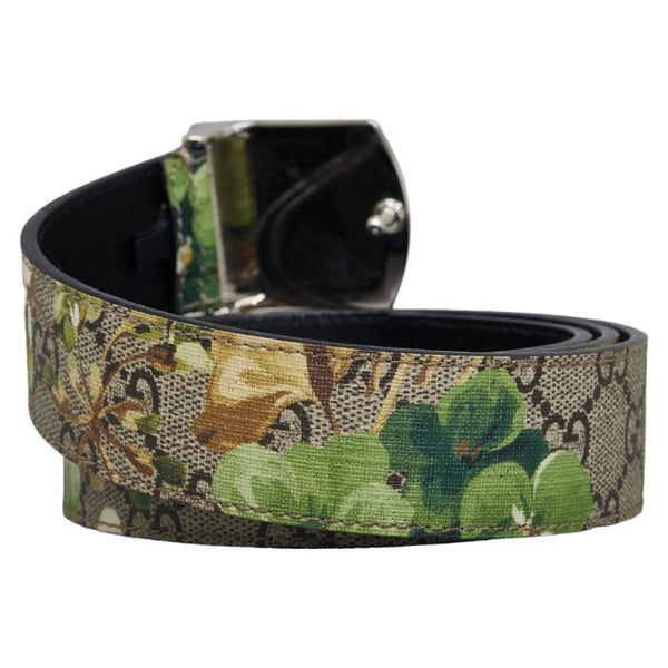 グッチ GGブルームス フラワー ベルト 546375 ベージュ グリーン PVC レザー レディース GUCCI 【中古】