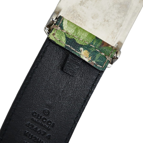 グッチ GGブルームス フラワー ベルト 546375 ベージュ グリーン PVC レザー レディース GUCCI 【中古】