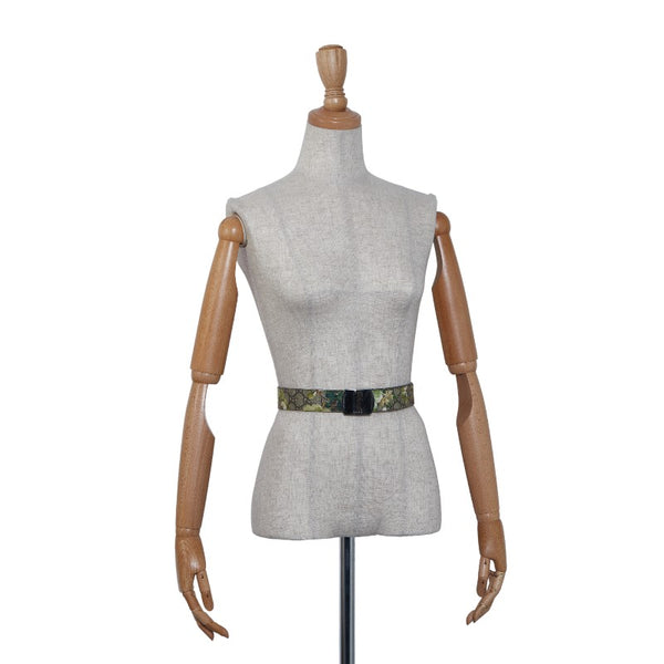 グッチ GGブルームス フラワー ベルト 546375 ベージュ グリーン PVC レザー レディース GUCCI 【中古】