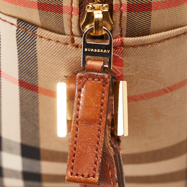 バーバリー ノバチェック シャドーホース ハンドバッグ ショルダーバッグ 2WAY ベージュ キャンバス レザー レディース BURBERRY 【中古】