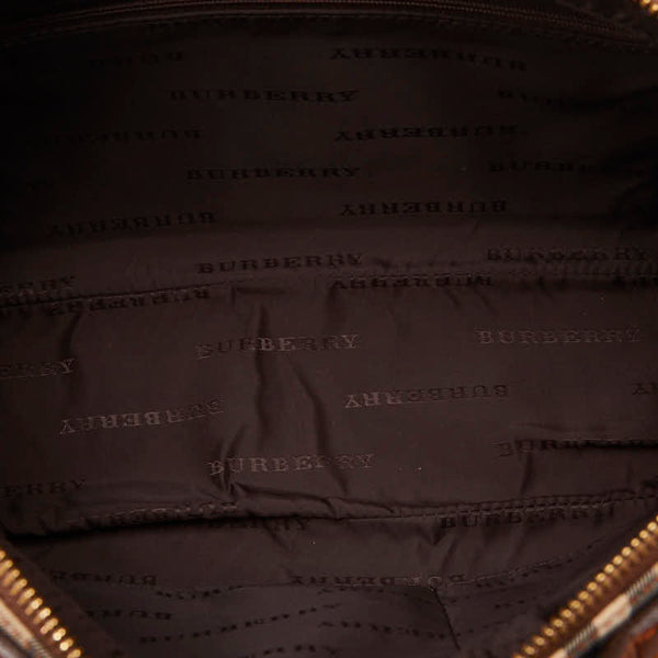 バーバリー ノバチェック シャドーホース ハンドバッグ ショルダーバッグ 2WAY ベージュ キャンバス レザー レディース BURBERRY 【中古】