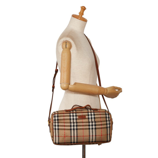 バーバリー ノバチェック シャドーホース ハンドバッグ ショルダーバッグ 2WAY ベージュ キャンバス レザー レディース BURBERRY 【中古】