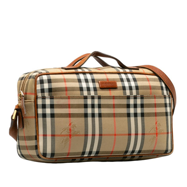 バーバリー ノバチェック シャドーホース ハンドバッグ ショルダーバッグ 2WAY ベージュ キャンバス レザー レディース BURBERRY 【中古】