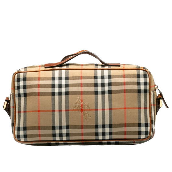 バーバリー ノバチェック シャドーホース ハンドバッグ ショルダーバッグ 2WAY ベージュ キャンバス レザー レディース BURBERRY 【中古】