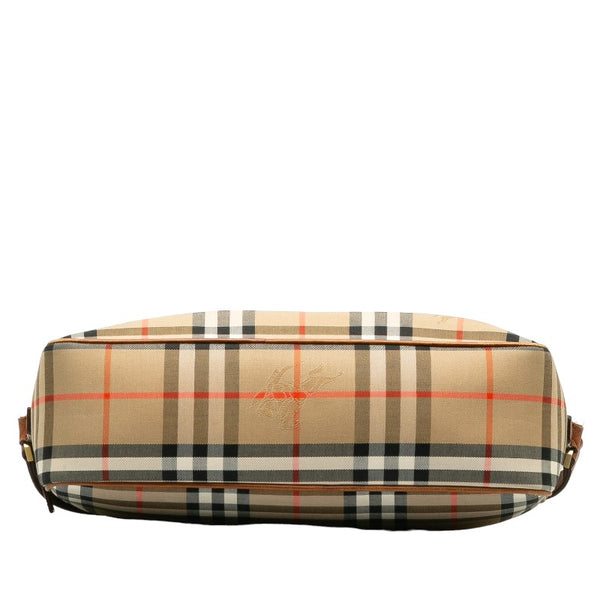 バーバリー ノバチェック シャドーホース ハンドバッグ ショルダーバッグ 2WAY ベージュ キャンバス レザー レディース BURBERRY 【中古】