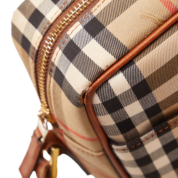 バーバリー ノバチェック シャドーホース ハンドバッグ ショルダーバッグ 2WAY ベージュ キャンバス レザー レディース BURBERRY 【中古】