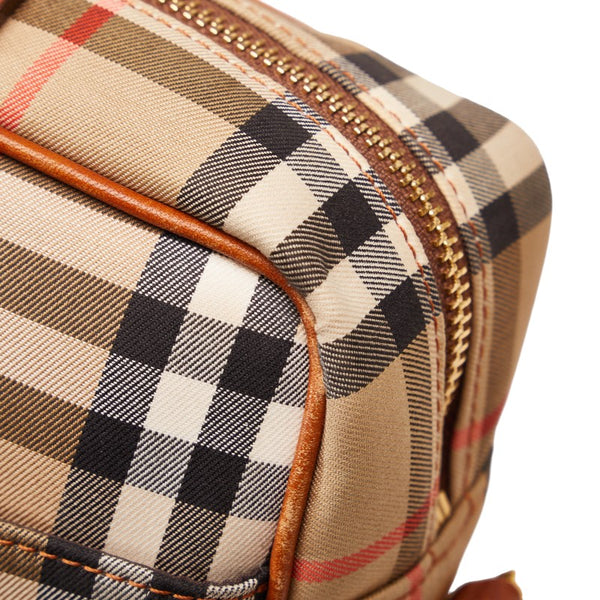 バーバリー ノバチェック シャドーホース ハンドバッグ ショルダーバッグ 2WAY ベージュ キャンバス レザー レディース BURBERRY 【中古】