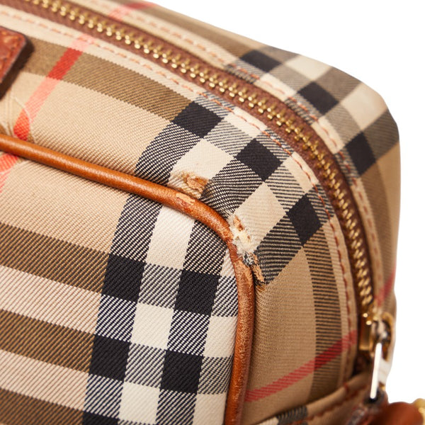 バーバリー ノバチェック シャドーホース ハンドバッグ ショルダーバッグ 2WAY ベージュ キャンバス レザー レディース BURBERRY 【中古】