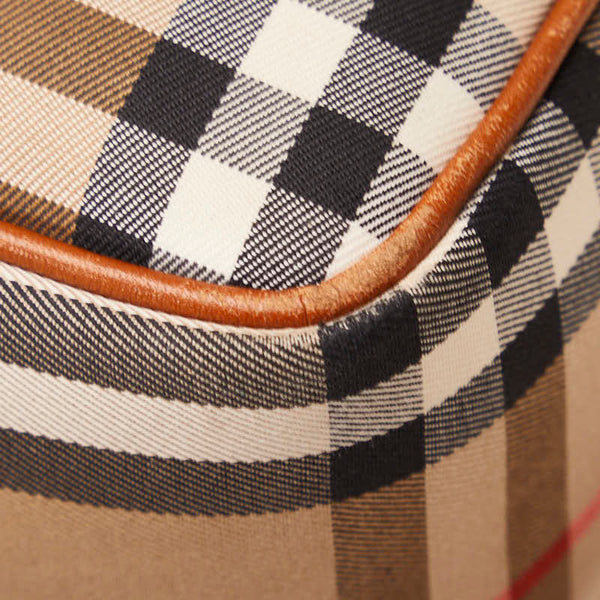 バーバリー ノバチェック シャドーホース ハンドバッグ ショルダーバッグ 2WAY ベージュ キャンバス レザー レディース BURBERRY 【中古】