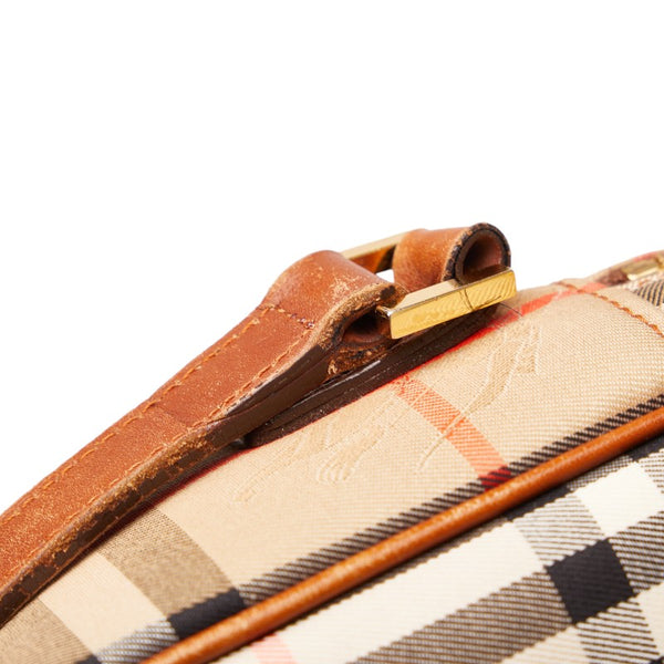 バーバリー ノバチェック シャドーホース ハンドバッグ ショルダーバッグ 2WAY ベージュ キャンバス レザー レディース BURBERRY 【中古】