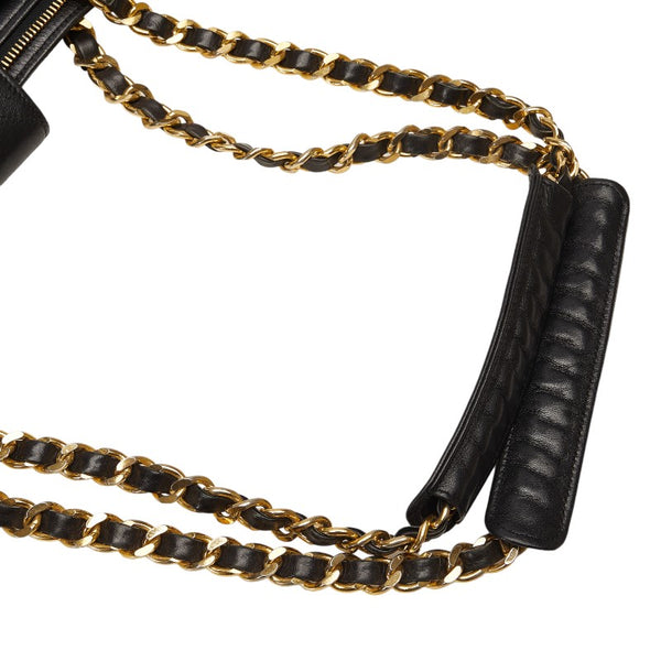 シャネル スーパーモデルバッグ ココマーク チェーン トートバッグ ワンショルダーバッグ ブラック レザー レディース CHANEL 【中古】