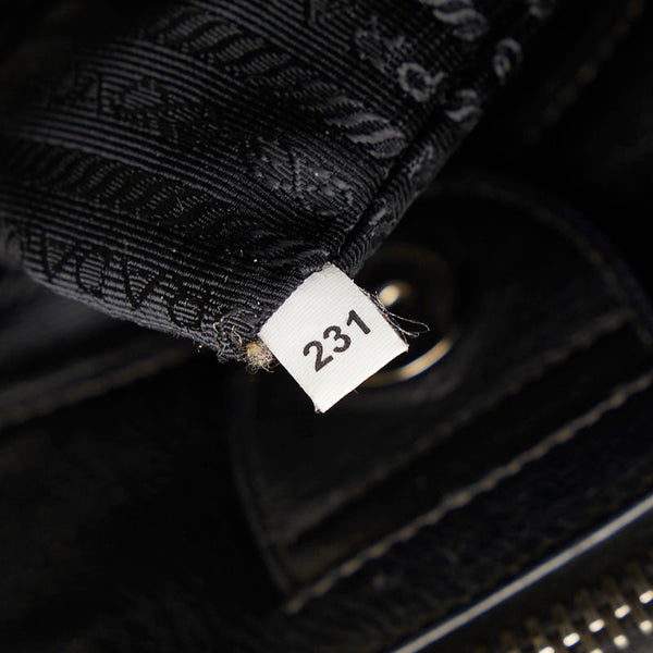 プラダ 三角ロゴプレート ダイヤ スタッズ ハンドバッグ ショルダーバッグ 2WAY B2625O ブラック レザー レディース PRADA 【中古】