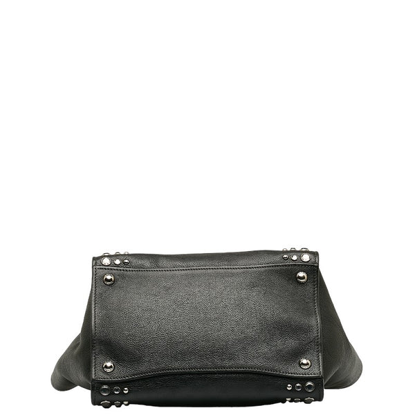 プラダ 三角ロゴプレート ダイヤ スタッズ ハンドバッグ ショルダーバッグ 2WAY B2625O ブラック レザー レディース PRADA 【中古】