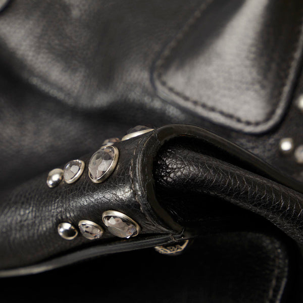 プラダ 三角ロゴプレート ダイヤ スタッズ ハンドバッグ ショルダーバッグ 2WAY B2625O ブラック レザー レディース PRADA 【中古】