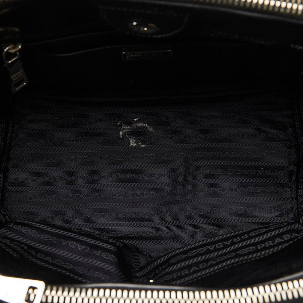 プラダ 三角ロゴプレート ダイヤ スタッズ ハンドバッグ ショルダーバッグ 2WAY B2625O ブラック レザー レディース PRADA 【中古】