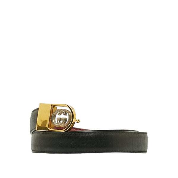 グッチ GG ベルト ゴールド ブラック メッキ レザー レディース GUCCI 【中古】