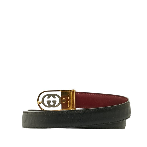 グッチ GG ベルト ゴールド ブラック メッキ レザー レディース GUCCI 【中古】