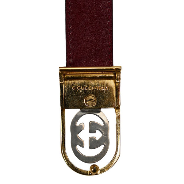 グッチ GG ベルト ゴールド ブラック メッキ レザー レディース GUCCI 【中古】