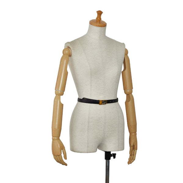 グッチ GG ベルト ゴールド ブラック メッキ レザー レディース GUCCI 【中古】