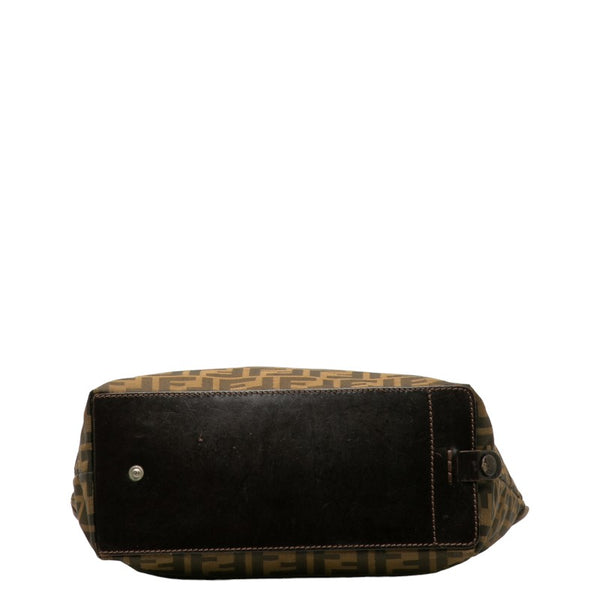 フェンディ ズッカ トートバッグ 15610 ベージュ ブラウン キャンバス レザー レディース FENDI 【中古】