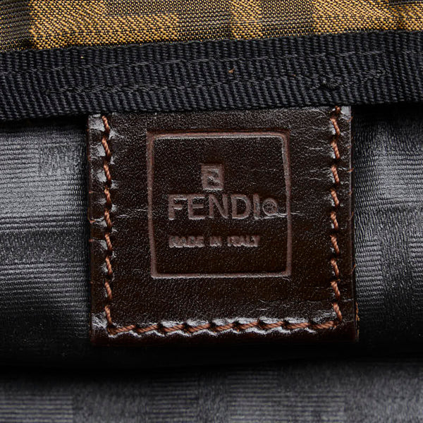 フェンディ ズッカ トートバッグ 15610 ベージュ ブラウン キャンバス レザー レディース FENDI 【中古】