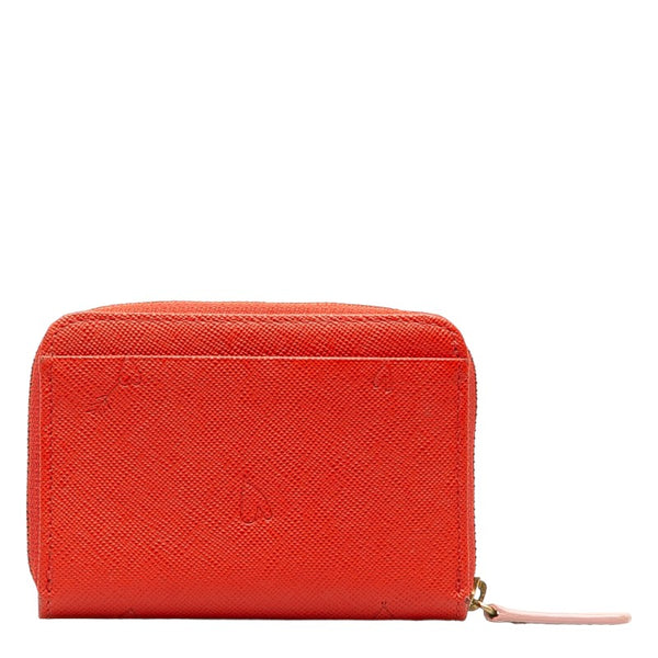 ポール スミス スミシーハート ラウンドファスナー コインケース レッド レザー レディース Paul Smith 【中古】