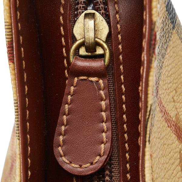 バーバリー ノバチェック シャドーホース ワンショルダーバッグ ベージュ ブラウン PVC レザー レディース BURBERRY 【中古】