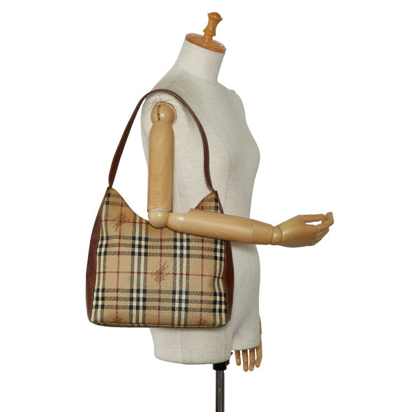 バーバリー ノバチェック シャドーホース ワンショルダーバッグ ベージュ ブラウン PVC レザー レディース BURBERRY 【中古】