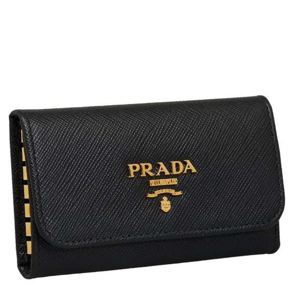 プラダ サフィアーノ 6連 キーケース 1PG222 ブラック レザー レディース PRADA 【中古】