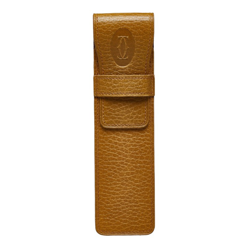 カルティエ ペンケース マスタード イエロー レザー レディース CARTIER 【中古】